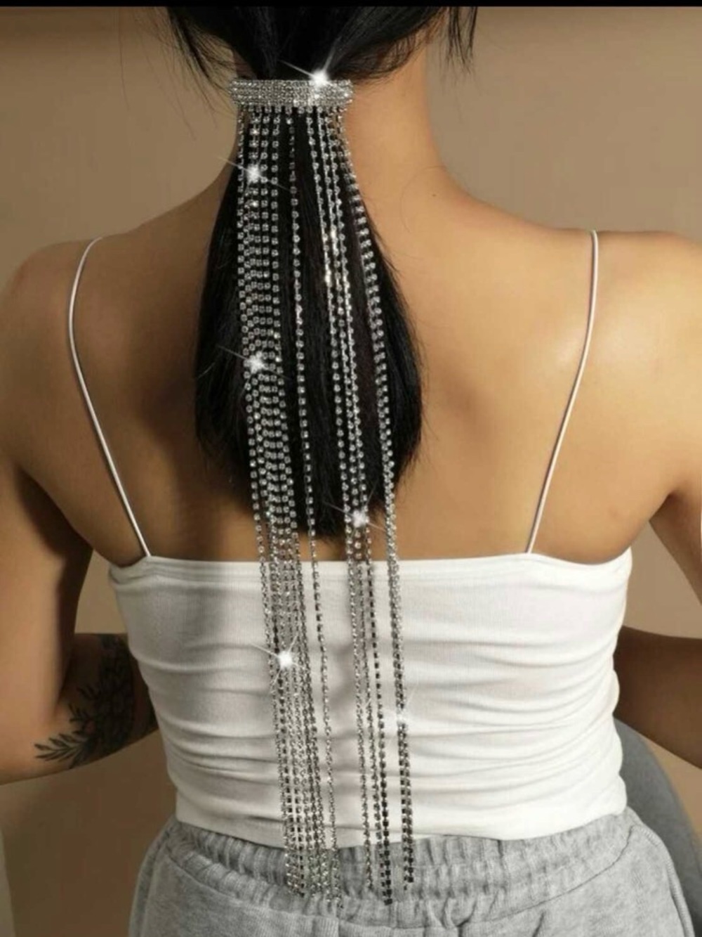 $15 BUNDLE ITEM ! NEW Rhinestone Cascade Hair Tie - Silver